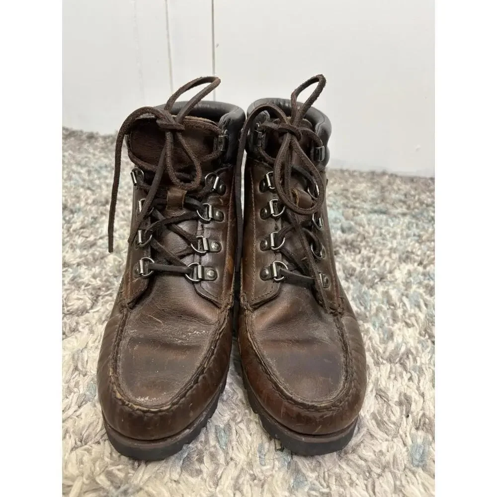 HH Brown Boots Womens Size 7 Moc Toe Gore Tex High Ankle Leather Hand Crafted